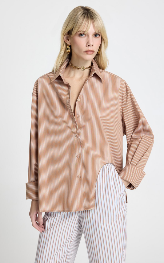 Camisa Dila a rayas marron Le Lis Blanc