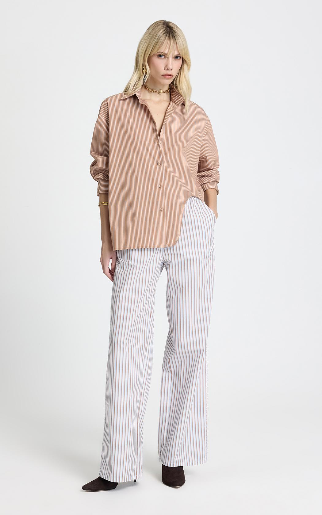 Camisa Dila a rayas marron Le Lis Blanc