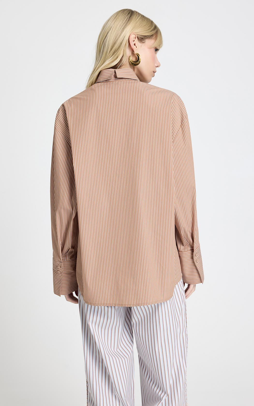 Camisa Dila a rayas marron Le Lis Blanc