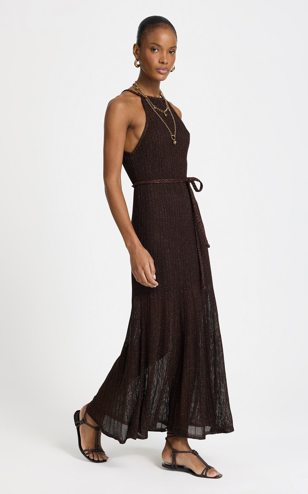 Vestido lurex marron Alanis Le Lis Blanc