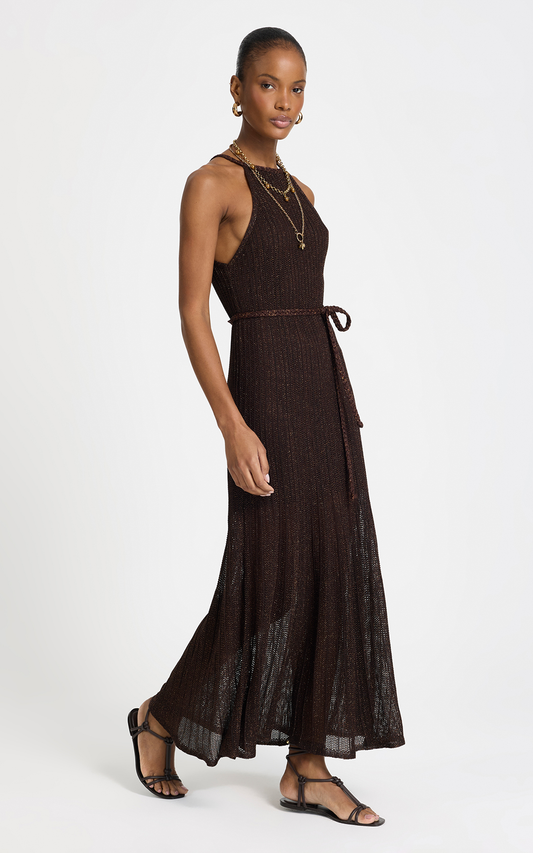 Vestido lurex marron Alanis Le Lis Blanc