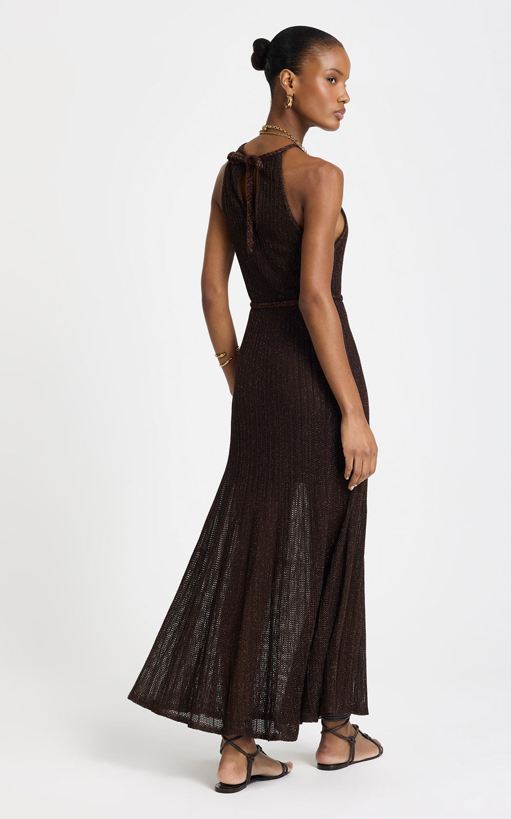 Vestido lurex marron Alanis Le Lis Blanc