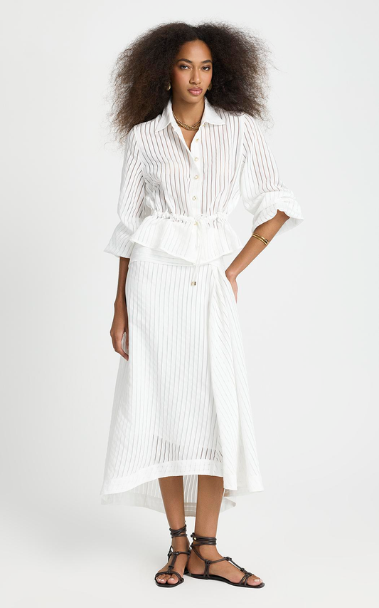 Pollera midi asimetrica Regina Le Lis Blanc
