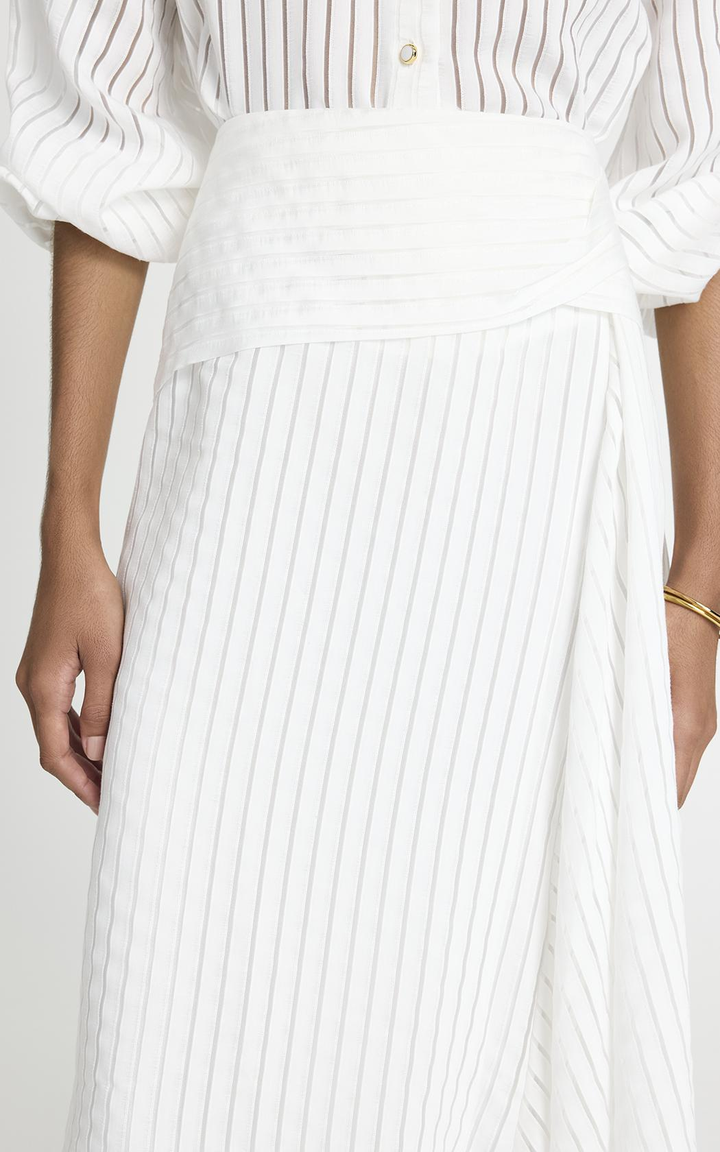 Pollera midi asimetrica Regina Le Lis Blanc