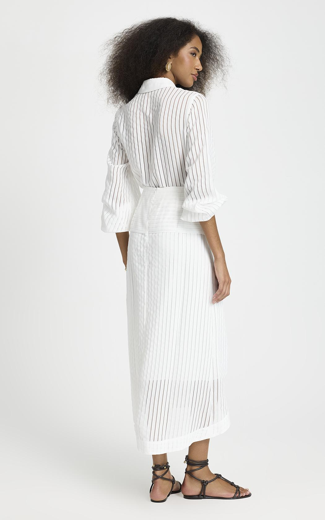 Pollera midi asimetrica Regina Le Lis Blanc