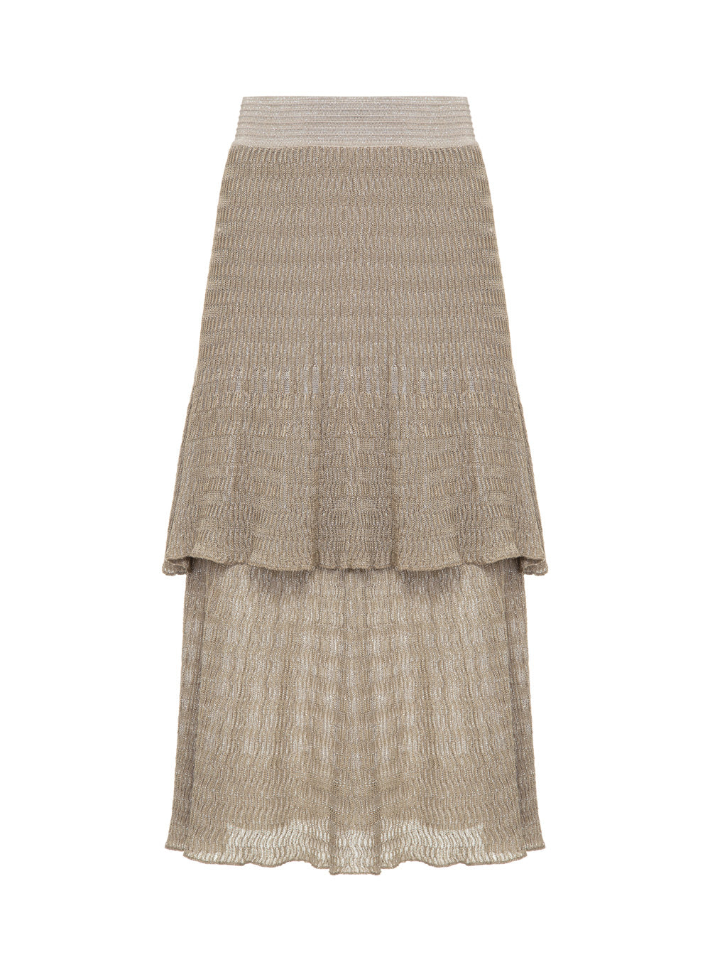 Pollera Bubu plizada lurex beige Le Lis Blanc