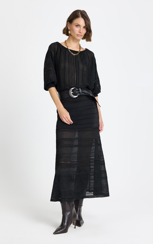 Pollera midi calada Tarsila Le Lis Blanc