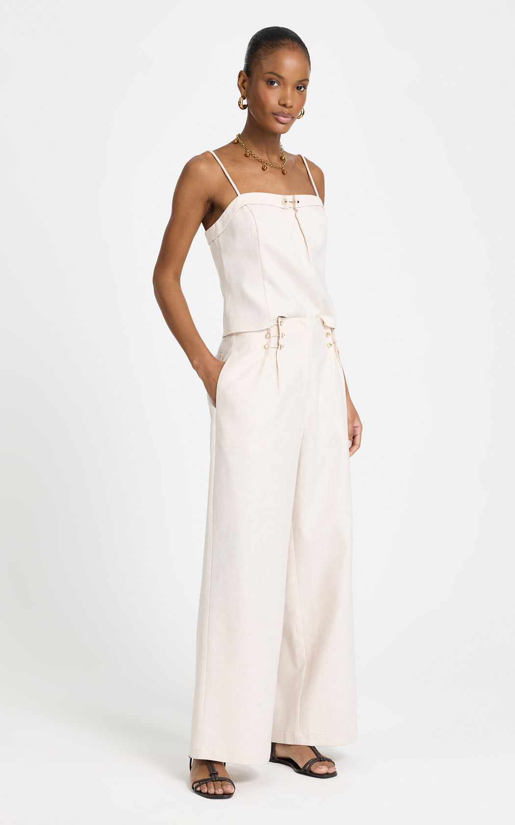 Pantalon broches al frente Leona Le Lis Blanc