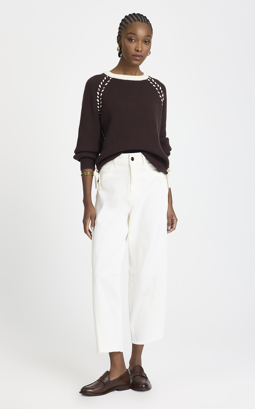 Pantalon pana balloon Nelia Le Lis Blanc