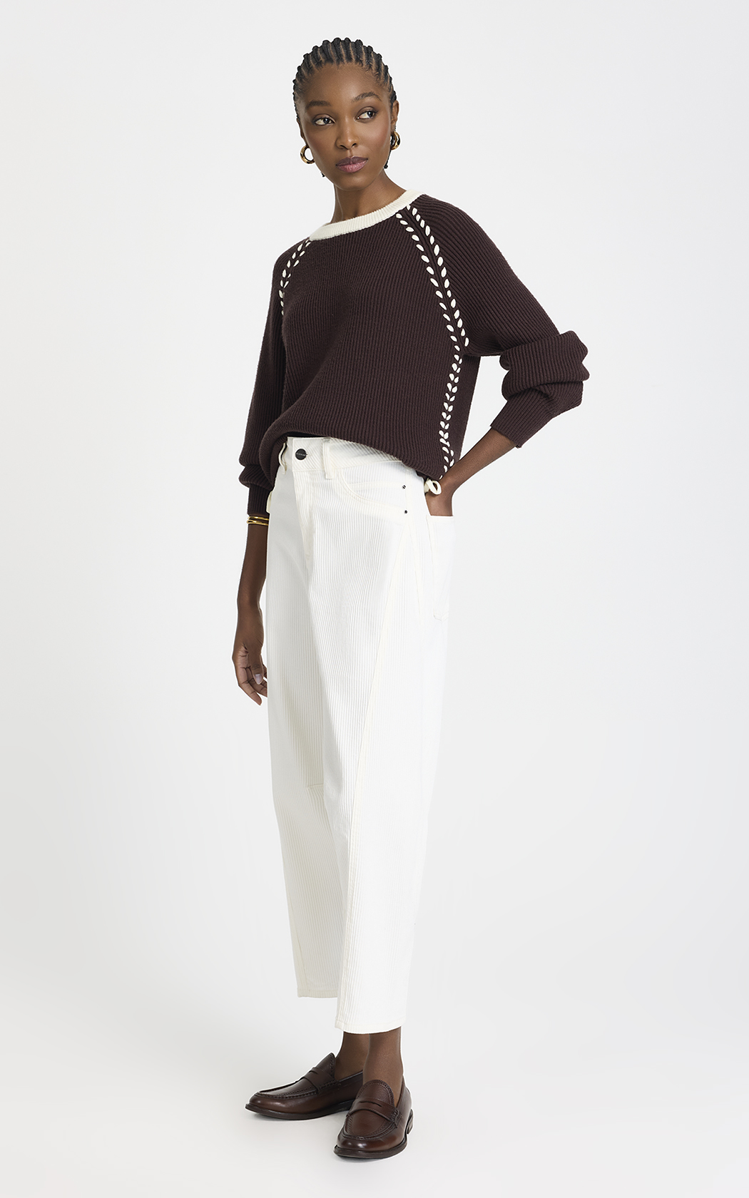 Pantalon pana balloon Nelia Le Lis Blanc