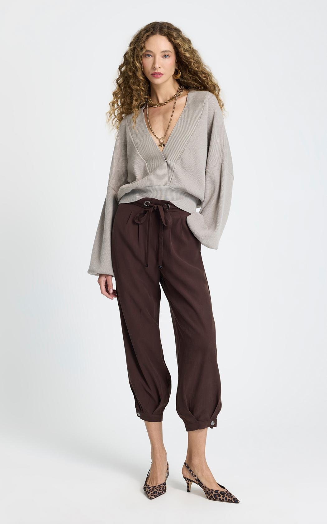 Pantalon Holgado con puño Cecilia Le Lis Blanc