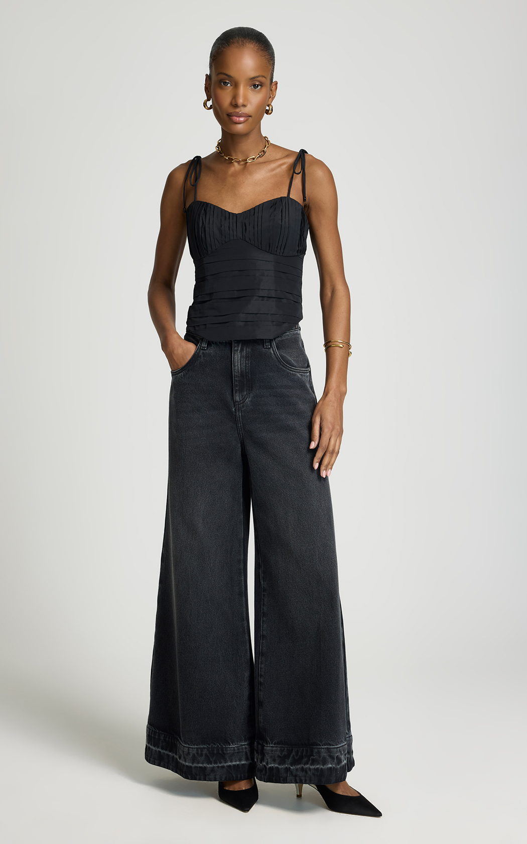 Jean wide leg Verena black Le Lis Blanc
