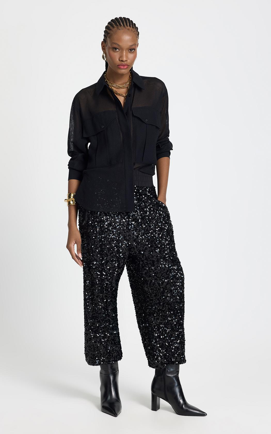 Pantalon lentejuelas Ariana Le Lis Blanc