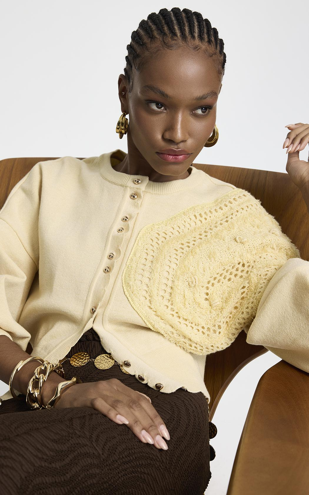 Cardigan amarillo tricot Aura Le Lis Blanc