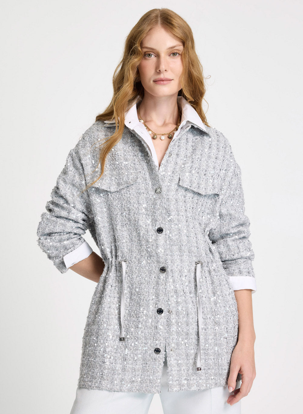 Parca Graciela gris lentejuelas Le Lis Blanc