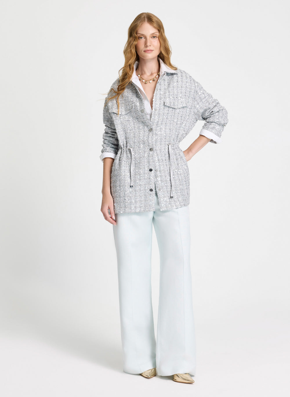 Parca Graciela gris lentejuelas Le Lis Blanc