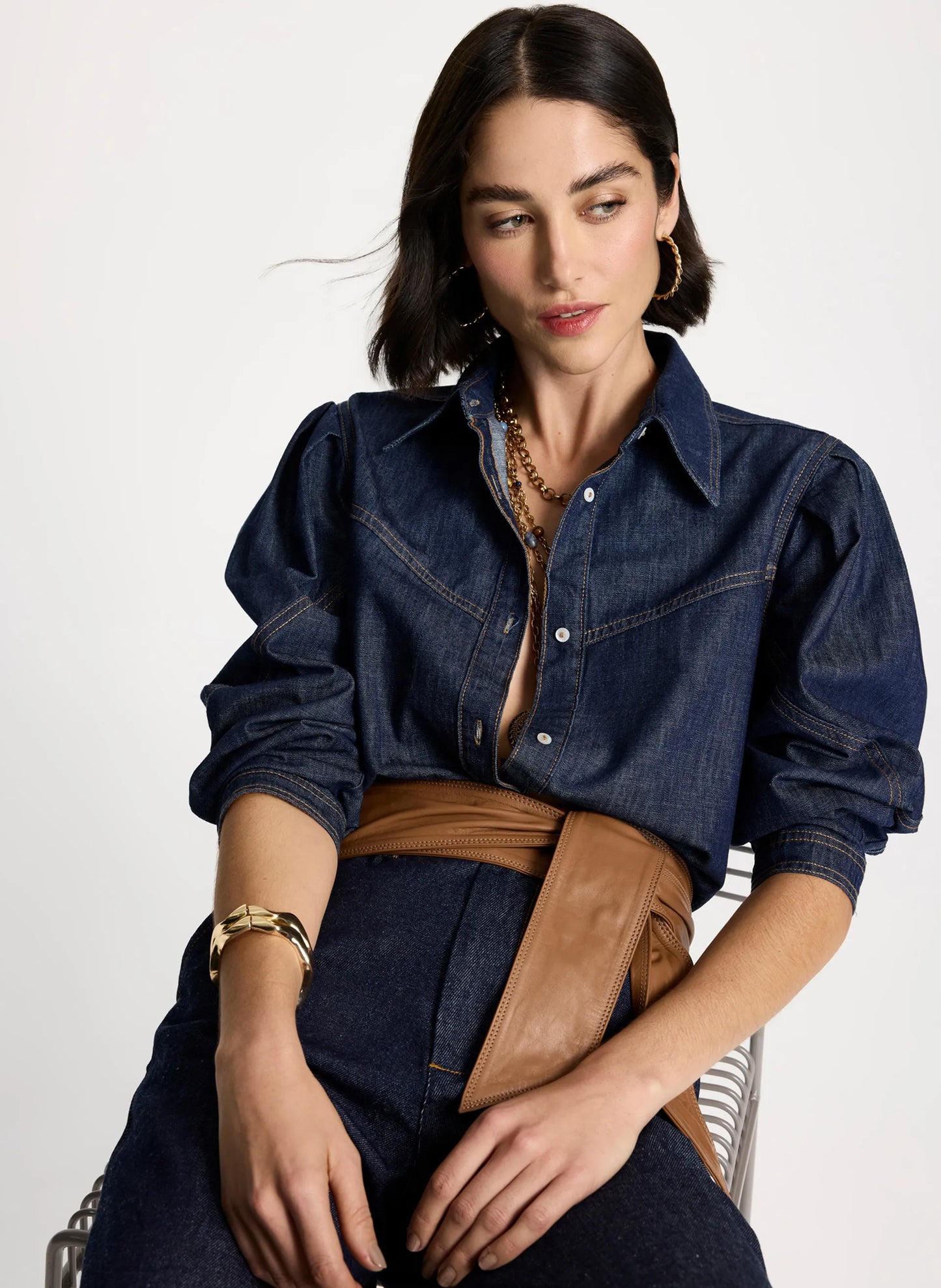 Camisa jean Filomena Le Lis Blanc