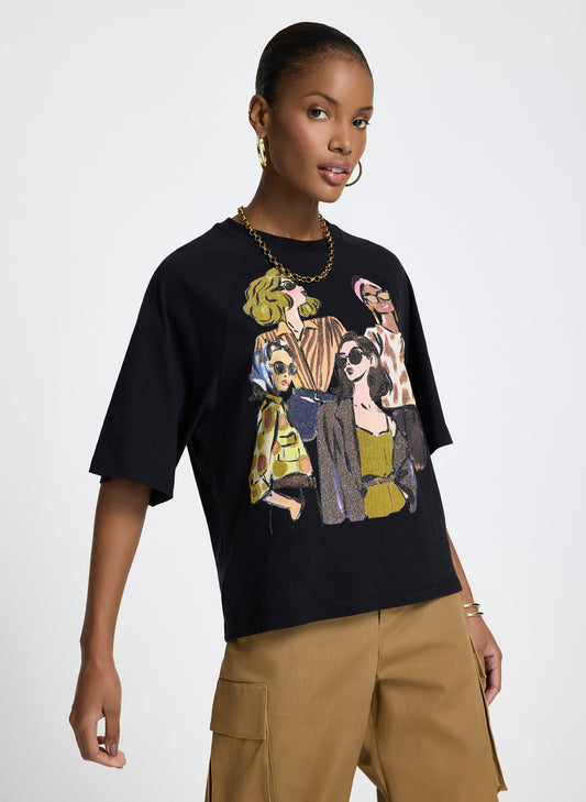 Remera estampada Nini negra Le Lis Blanc