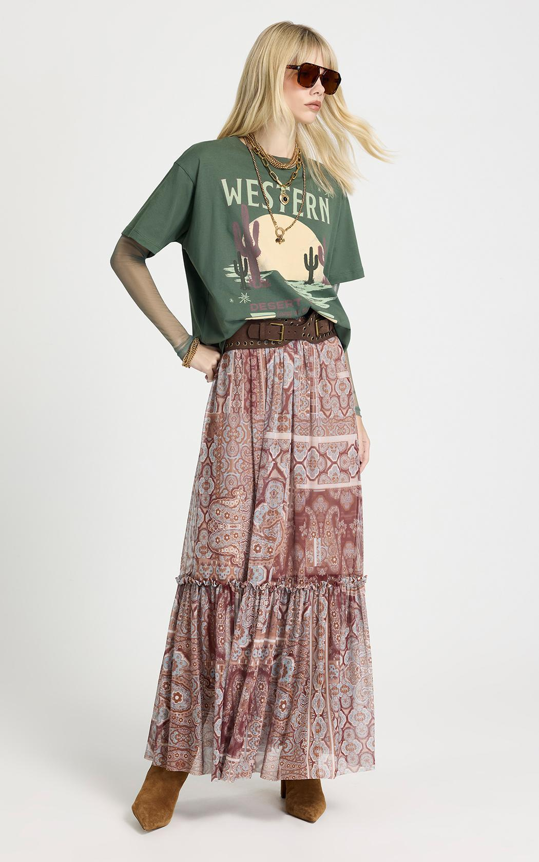 Remera manga de tul verde Desert Vibes Le Lis Blanc