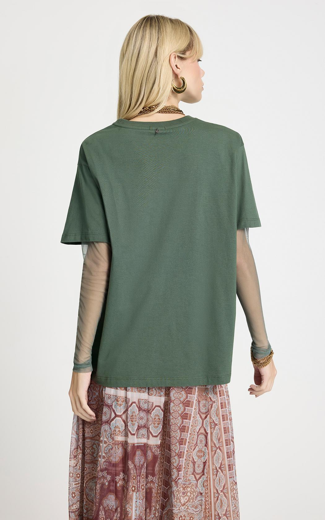 Remera manga de tul verde Desert Vibes Le Lis Blanc