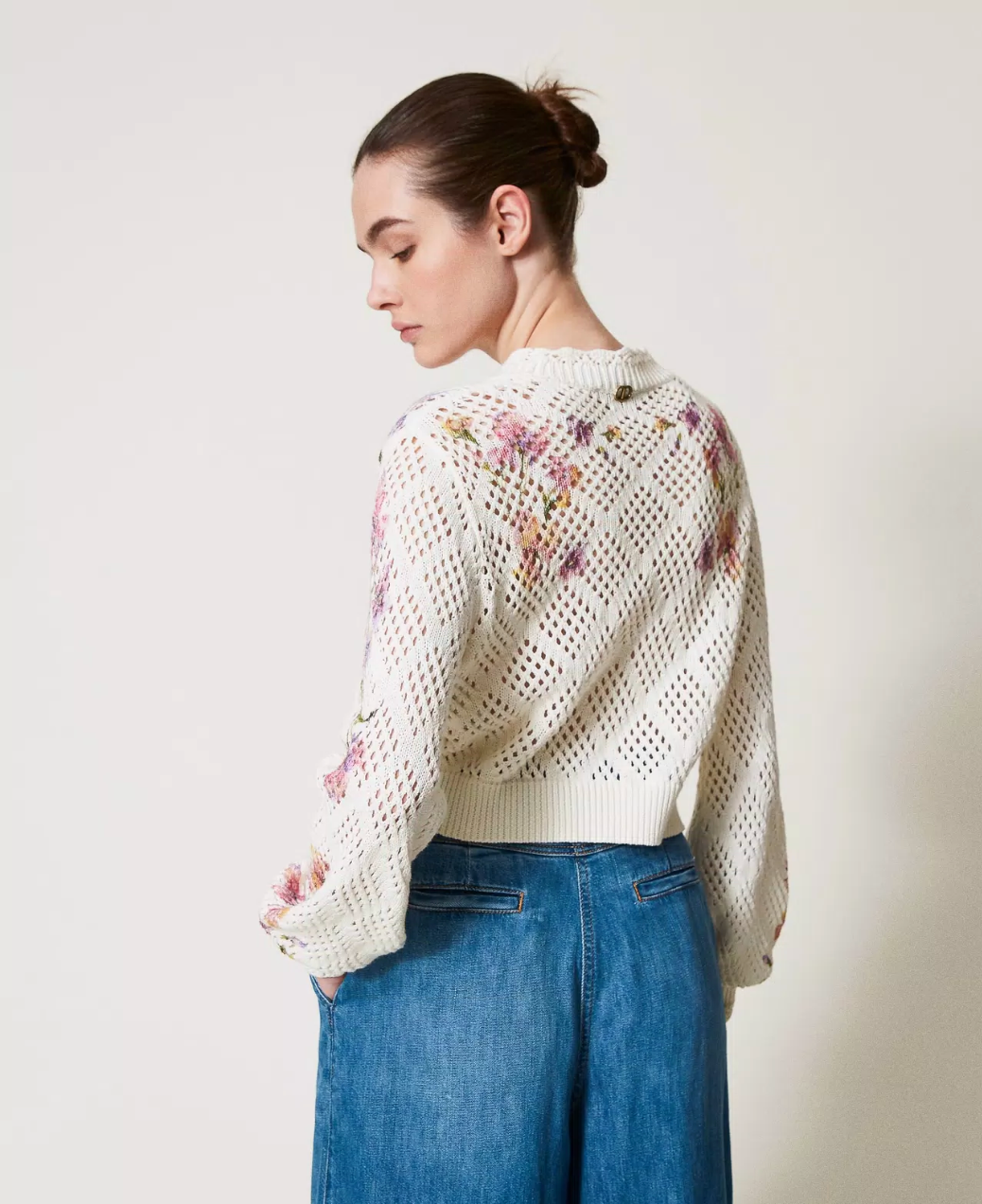 Cárdigan de punto calado Iris con estampa floral Twinset