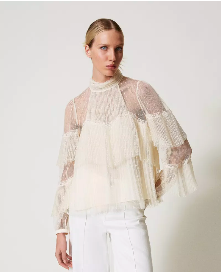 Blusa Mira de tul con volados plizados Twinset