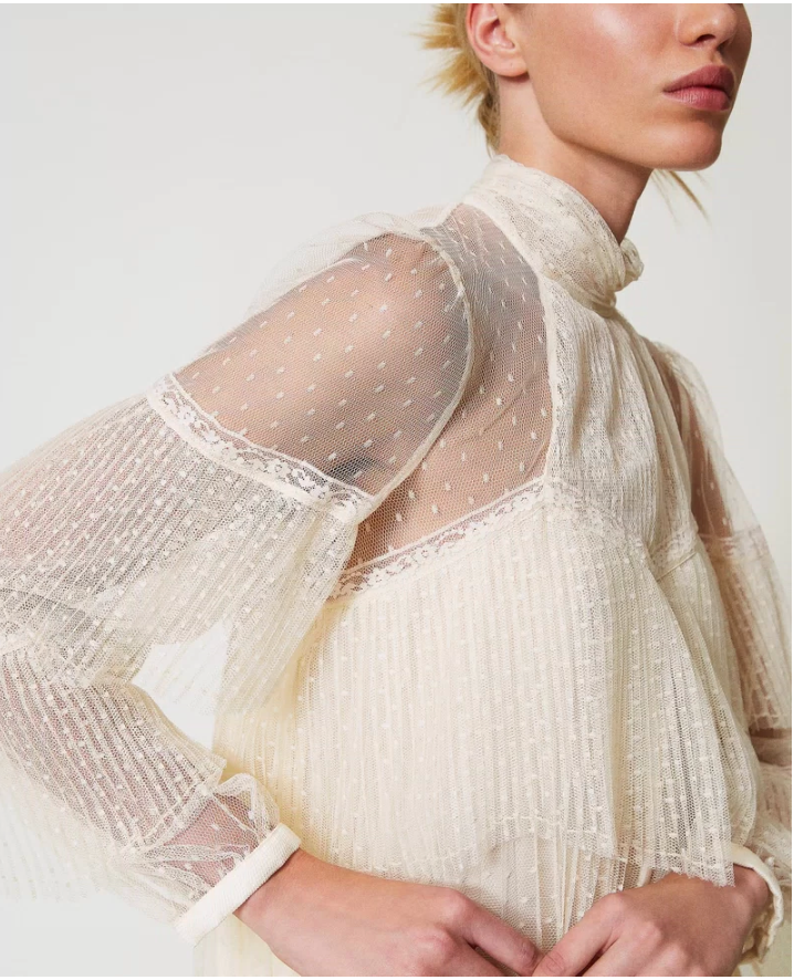 Blusa Mira de tul con volados plizados Twinset