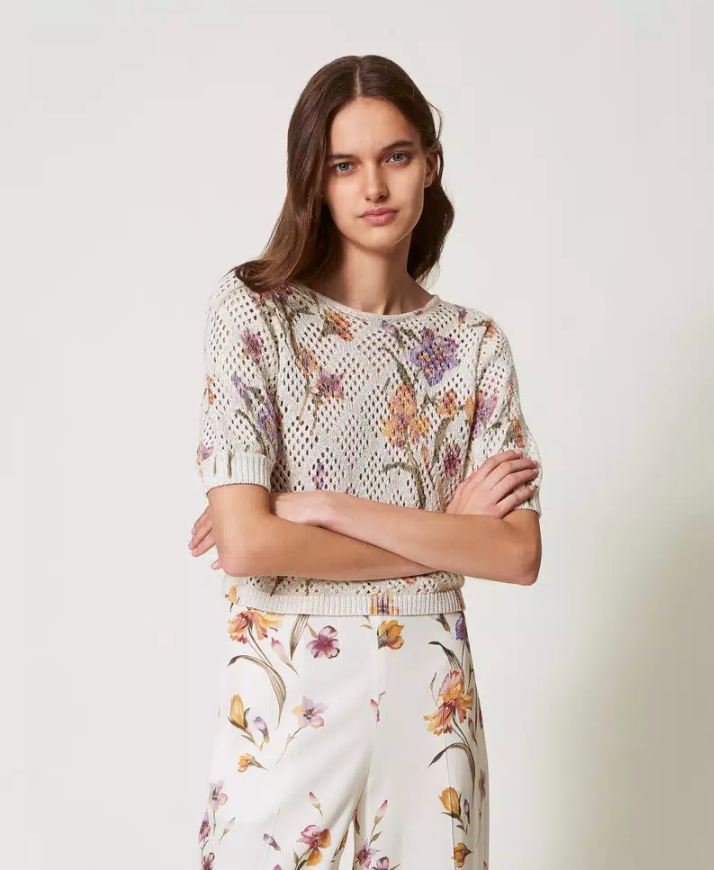 Top Iris calado con estampa floral Twinset