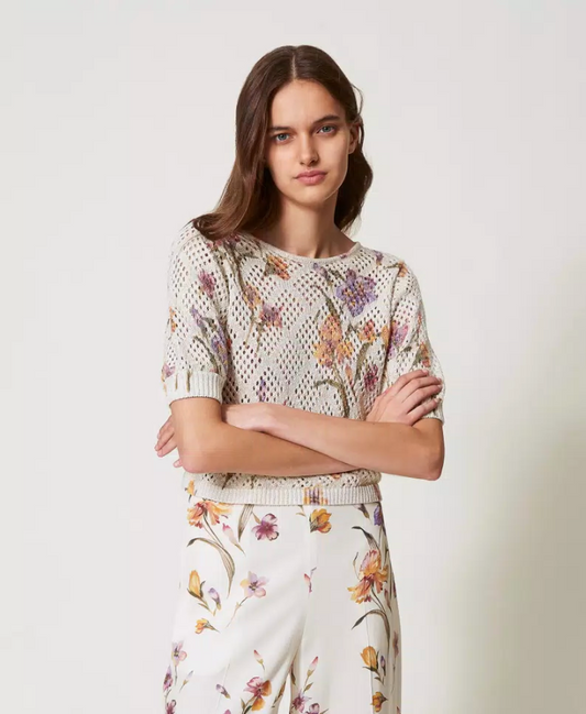 Top Iris calado con estampa floral Twinset