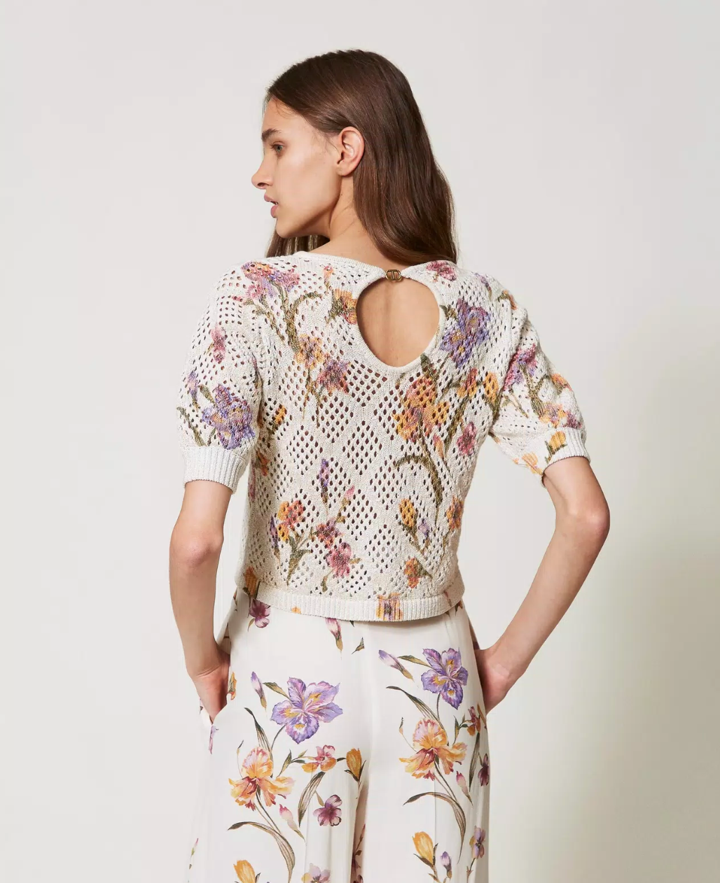 Top Iris calado con estampa floral Twinset