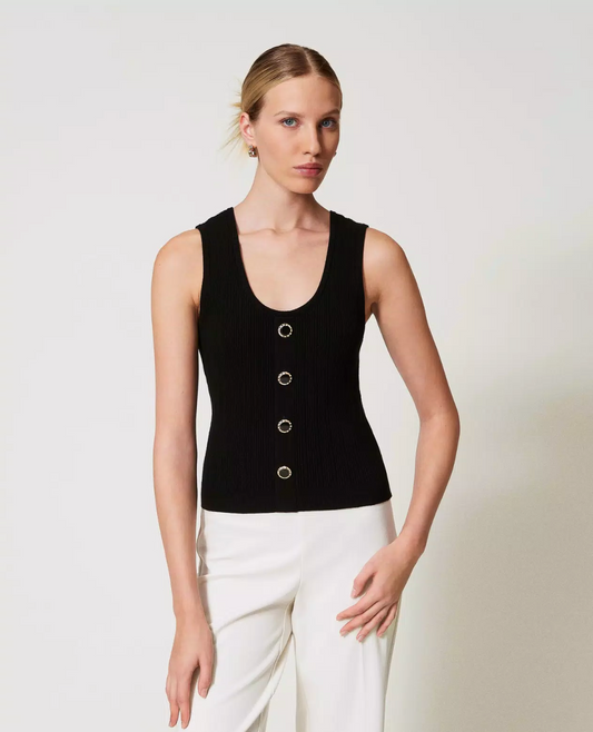 Top de punto con botones decorativo Ram Twinset