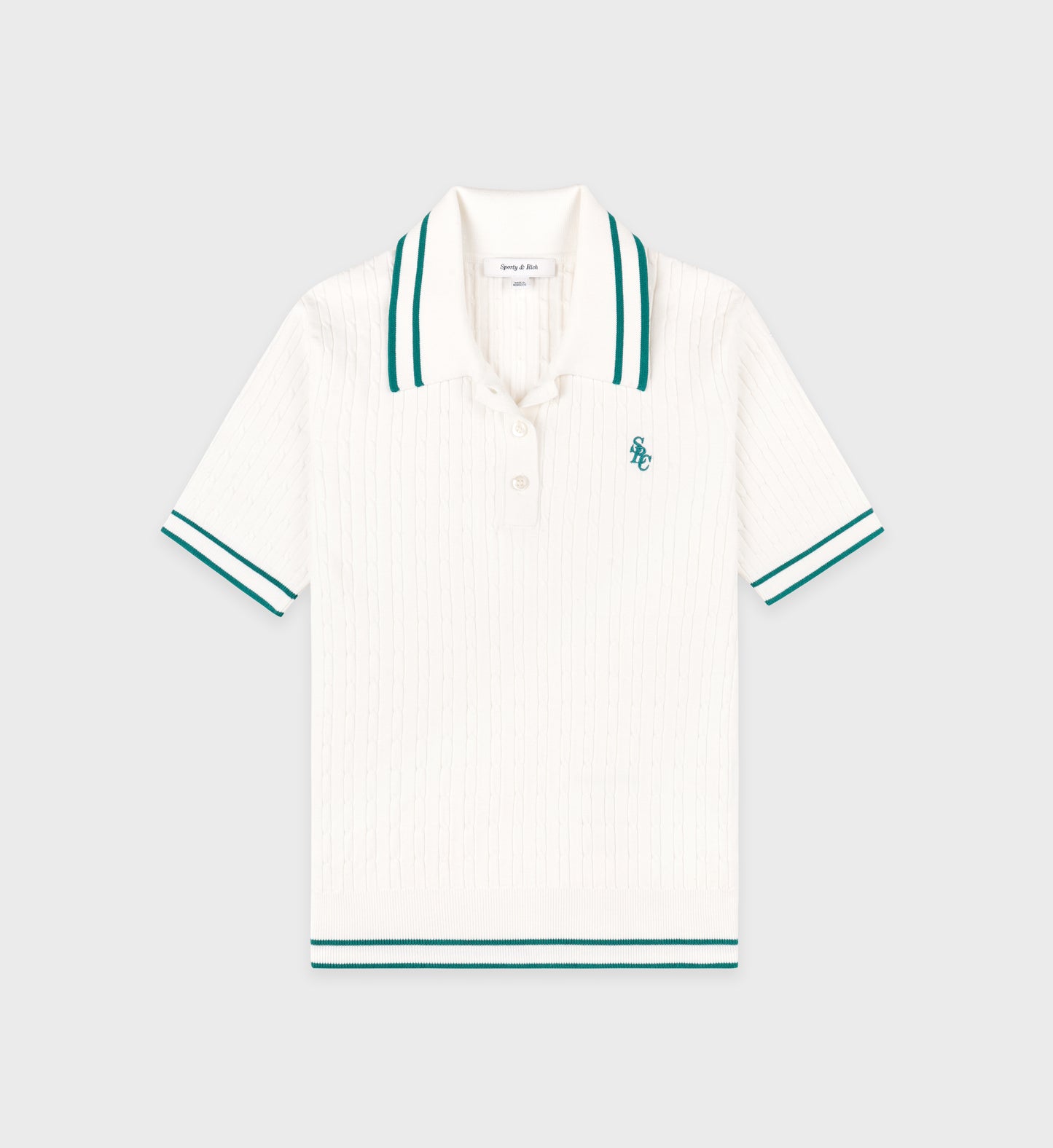 Remera polo SRC Mini Cable blanco y verde Sporty & Rich