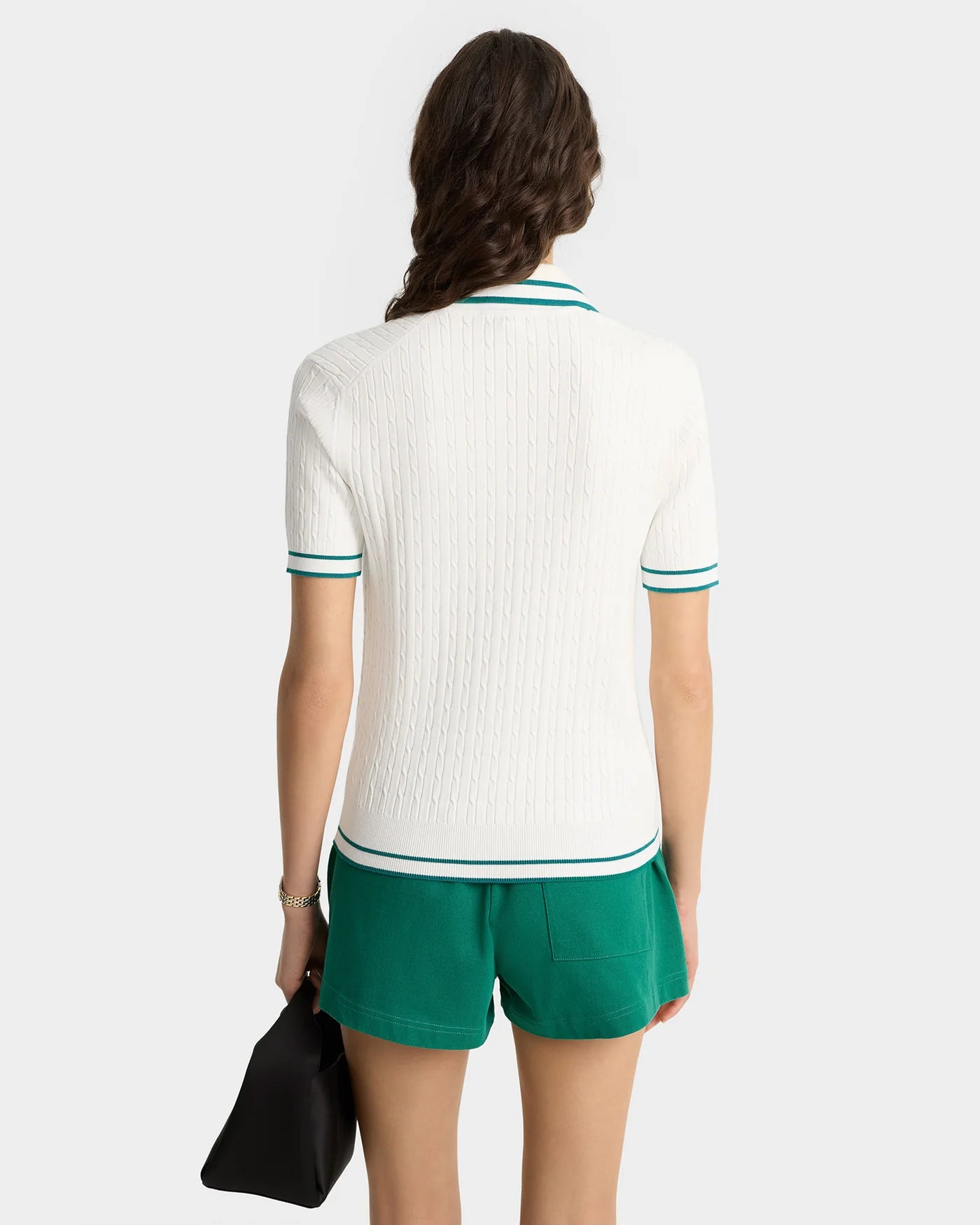 Remera polo SRC Mini Cable blanco y verde Sporty & Rich